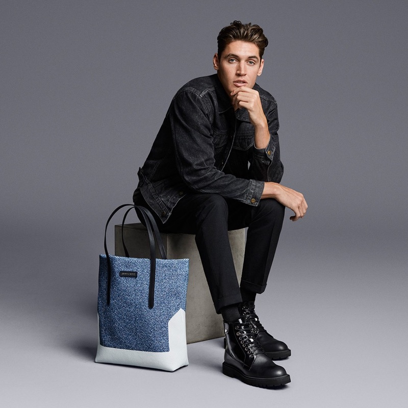 Rocking boots, Isaac Carew hits the studio with Jimmy Choo for spring-summer 2019.