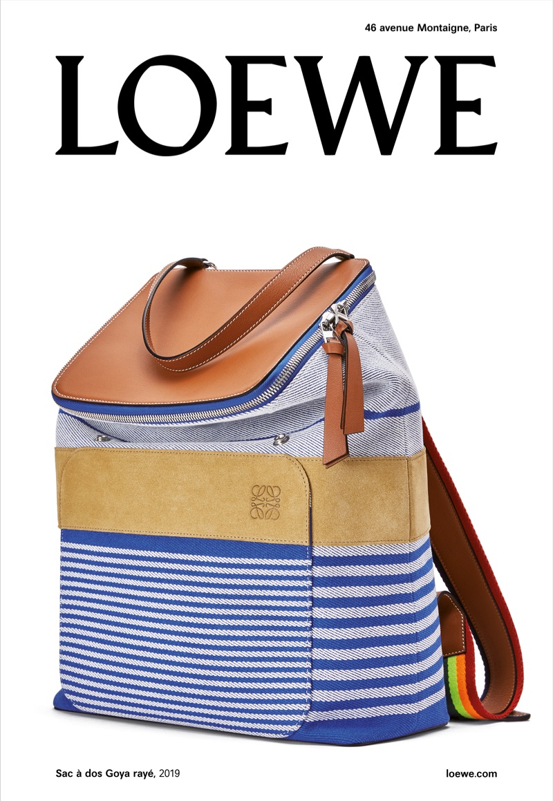 Loewe spotlights its Goya backpack in its fall-winter 2019 campaign.