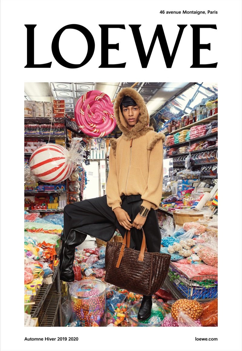 Yassine Jaajoui appears in Loewe's fall-winter 2019 campaign.