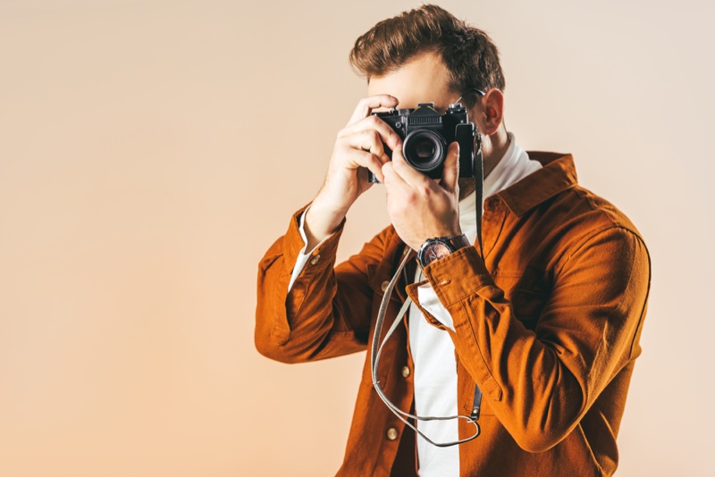 Man Fashionable Camera Fashionable Model Man with Camera