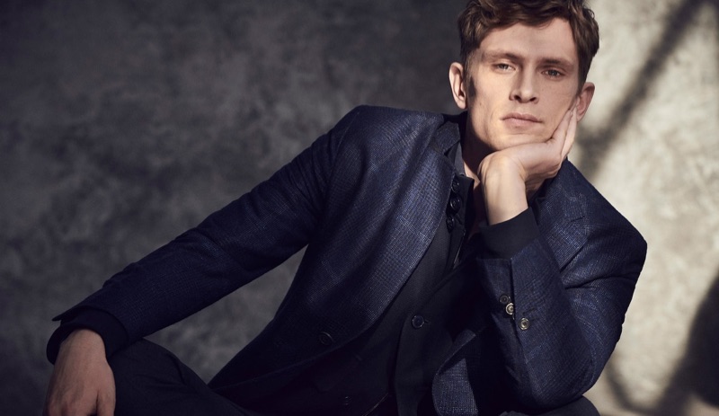 Taking to the studio, Mathias Lauridsen wears Massimo Dutti.