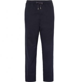 Mr P. - Brushed Stretch-Cotton Twill Drawstring Trousers - Men - Navy Mr P. - Brushed Stretch-Cotton Twill Drawstring Trousers - Men - Navy
