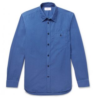 Mr P. - Slim-Fit Garment-Dyed Cotton-Poplin Shirt - Men - Blue Mr P. - Slim-Fit Garment-Dyed Cotton-Poplin Shirt - Men - Blue