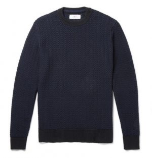 Mr P. - Textured Cotton-Blend Sweater - Men - Navy Mr P. - Textured Cotton-Blend Sweater - Men - Navy