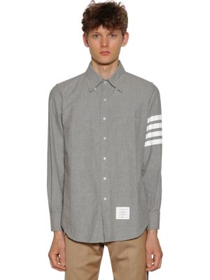 Printed Straight Chambray Cotton Shirt Printed Straight Chambray Cotton Shirt
