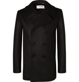 Saint Laurent - Double-Breasted Virgin Wool Peacoat - Men - Black Saint Laurent - Double-Breasted Virgin Wool Peacoat - Men - Black