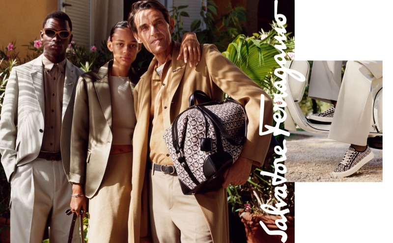 Daniel Morel, Binx Walton, and Didier Vinson appear in Salvatore Ferragamo's spring-summer 2019 campaign.