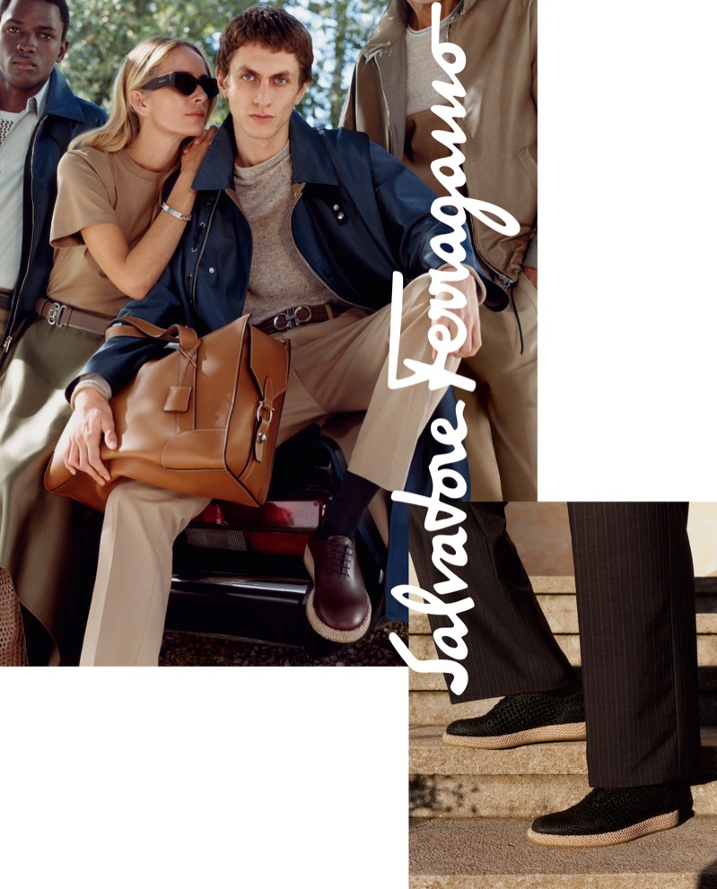 Harley Weir photographs Daniel Morel, Georgina Grenville, and Henry Kitcher for Salvatore Ferragamo's spring-summer 2019 campaign.