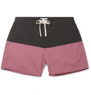 Saturdays NYC - Ennis Short-Length Colour-Block Swim Shorts - Men - Plum Saturdays NYC - Ennis Short-Length Colour-Block Swim Shorts - Men - Plum