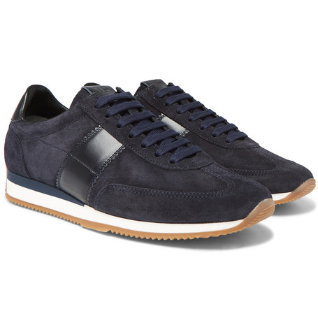 TOM FORD – Orford Leather-Trimmed Suede Sneakers – Men – Navy | The ...