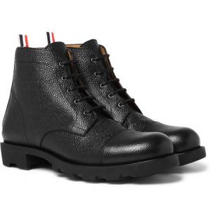 Thom Browne - Pebble-Grain Leather Cap-Toe Boots - Men - Black Thom Browne - Pebble-Grain Leather Cap-Toe Boots - Men - Black