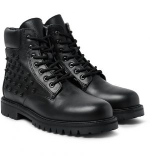 Valentino - Studded Leather Boots - Men - Black Valentino - Studded Leather Boots - Men - Black