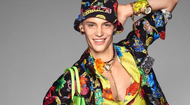 João Knorr stars in Versace's spring-summer 2019 men's campaign.