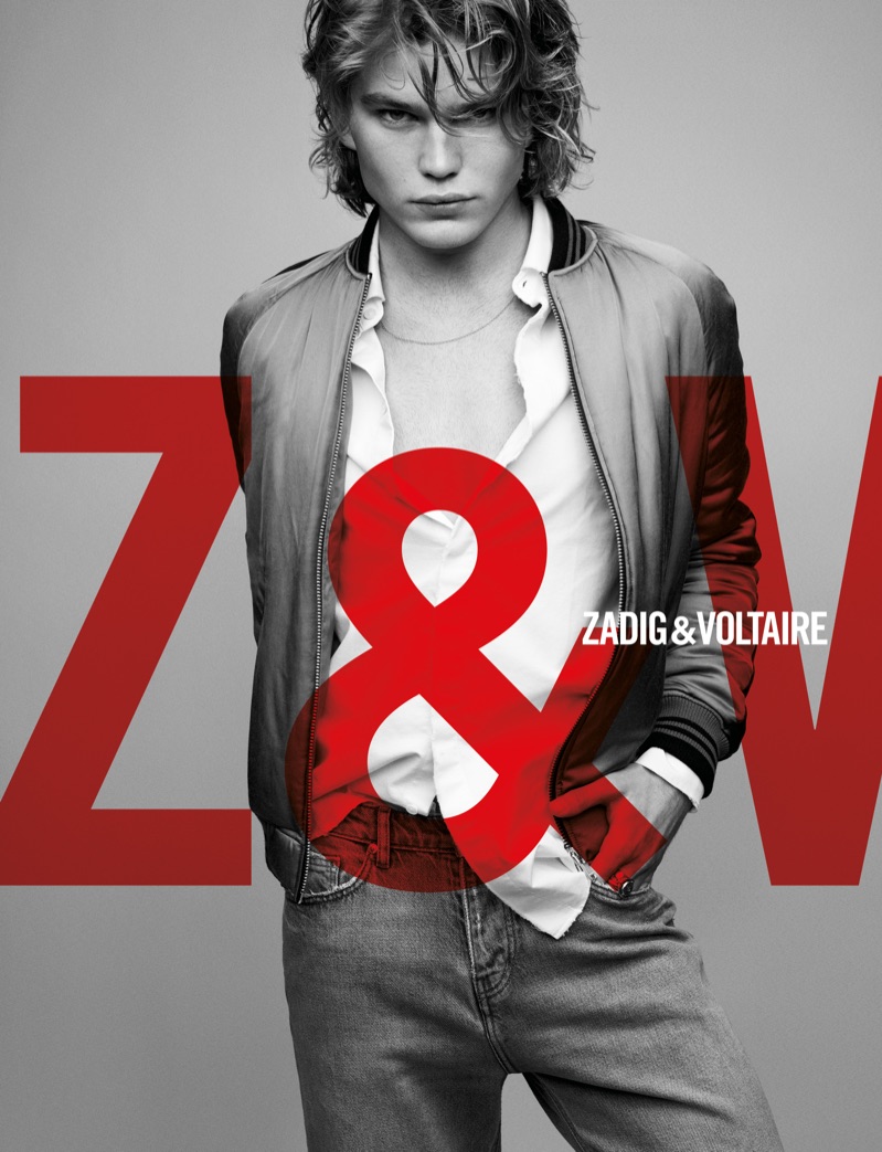 Jordan Barrett stars in Zadig & Voltaire's spring-summer 2019 men's campaign.