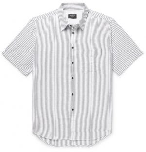 rag & bone - Fit 3 Beach Striped Cotton and Linen-Blend Shirt - Men - White rag & bone - Fit 3 Beach Striped Cotton and Linen-Blend Shirt - Men - White