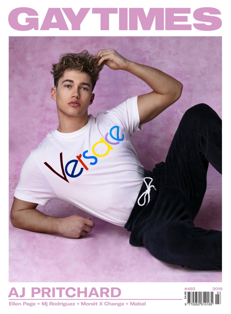 AJ Pritchard covers the March 2019 issue of Gay Times.