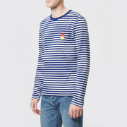AMI Men's Smiley Patch Stripe T-Shirt - Blue/White - S - Blue/White AMI Men's Smiley Patch Stripe T-Shirt - Blue/White - S - Blue/White