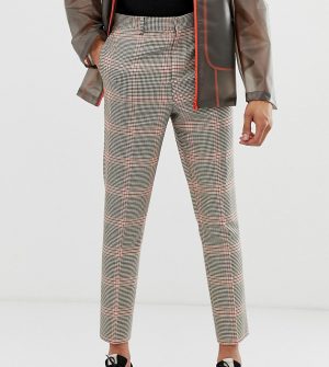 ASOS DESIGN Tall tapered pants in brown check - Brown ASOS DESIGN Tall tapered pants in brown check - Brown