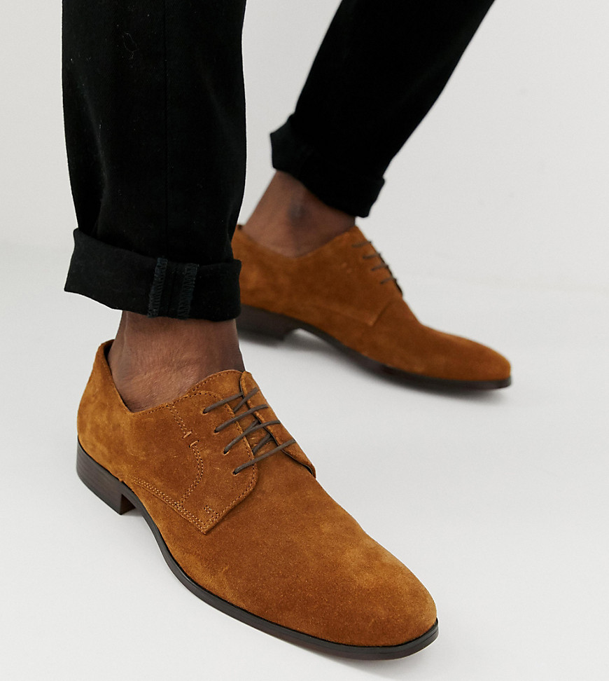 ASOS DESIGN Wide Fit lace up shoes in tan suede with
