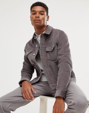 ASOS DESIGN cord jacket in gray - Gray ASOS DESIGN cord jacket in gray - Gray