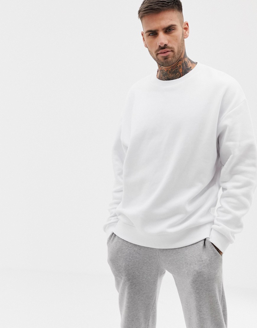 ASOS DESIGN oversized sweatshirt in white – White | The Fashionisto