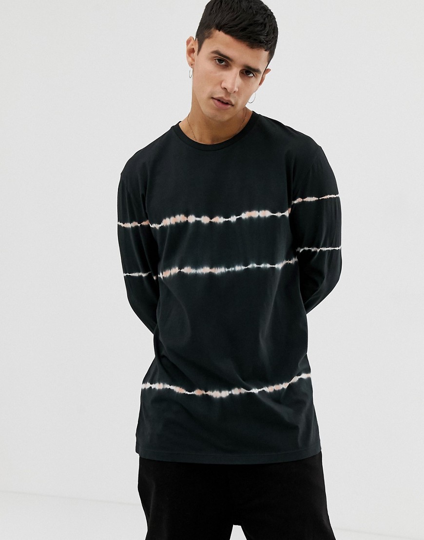ASOS DESIGN relaxed longline long sleeve t-shirt with ripple tie dye ...