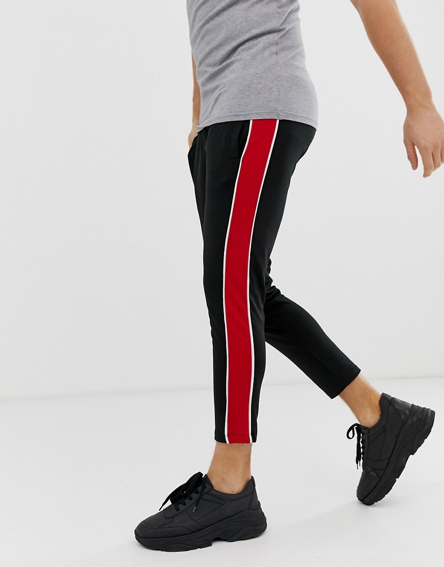 asos design skinny joggers with side stripe