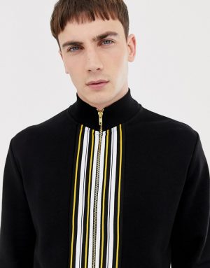ASOS DESIGN two-piece track jacket with striped taping - Black ASOS DESIGN two-piece track jacket with striped taping - Black