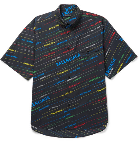 balenciaga logo button down shirt