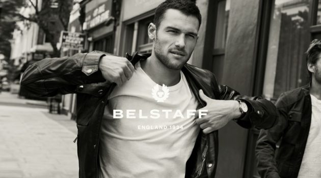 Corey Saucier & Noah Huntley Front Belstaff Spring '19 Campaign Rocking a leather jacket, Corey Saucier fronts Belstaff's spring-summer 2019 campaign.