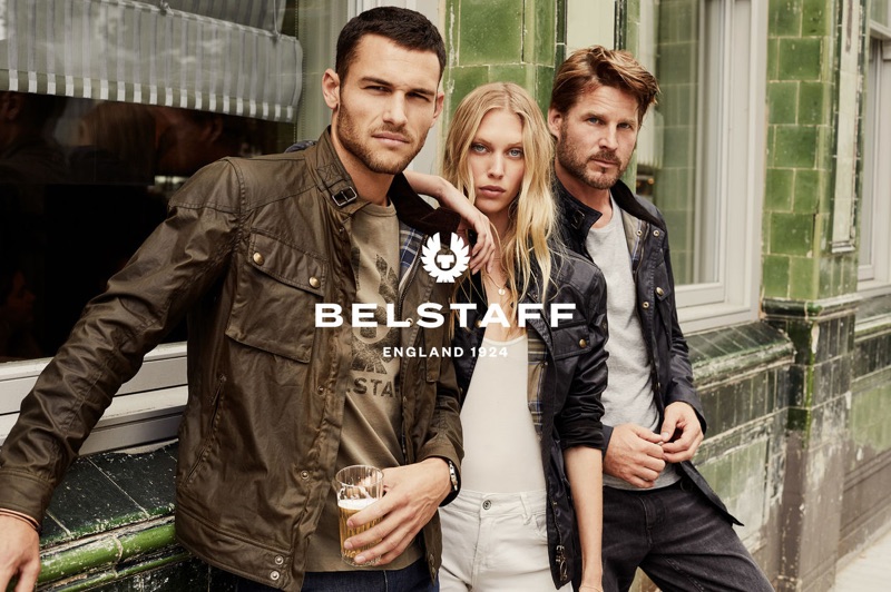 Models Corey Saucier, Juliana Schurig, and Noah Huntley star in Belstaff's spring-summer 2019 campaign.