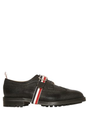 Belted Pebble Leather Derby Shoes Belted Pebble Leather Derby Shoes