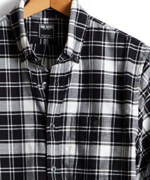 Button Down Flannel Shirt in Black and White Plaid Button Down Flannel Shirt in Black and White Plaid