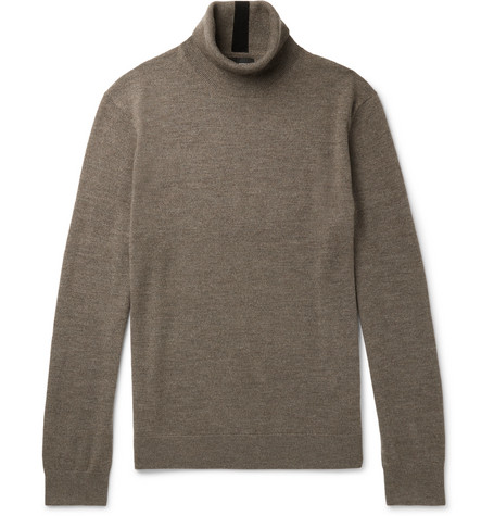 monaco club merino rollneck wool sweater brown