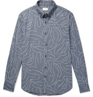 Club Monaco - Slim-Fit Button-Down Collar Printed Cotton-Chambray Shirt - Men - Blue Club Monaco - Slim-Fit Button-Down Collar Printed Cotton-Chambray Shirt - Men - Blue