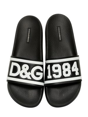 D & g Rubberized Leather Slide Sandals D & g Rubberized Leather Slide Sandals