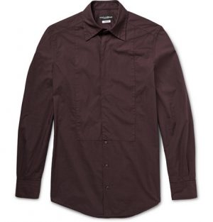 Dolce & Gabbana - Slim-Fit Bib-Front Washed-Cotton Shirt - Men - Merlot Dolce & Gabbana - Slim-Fit Bib-Front Washed-Cotton Shirt - Men - Merlot