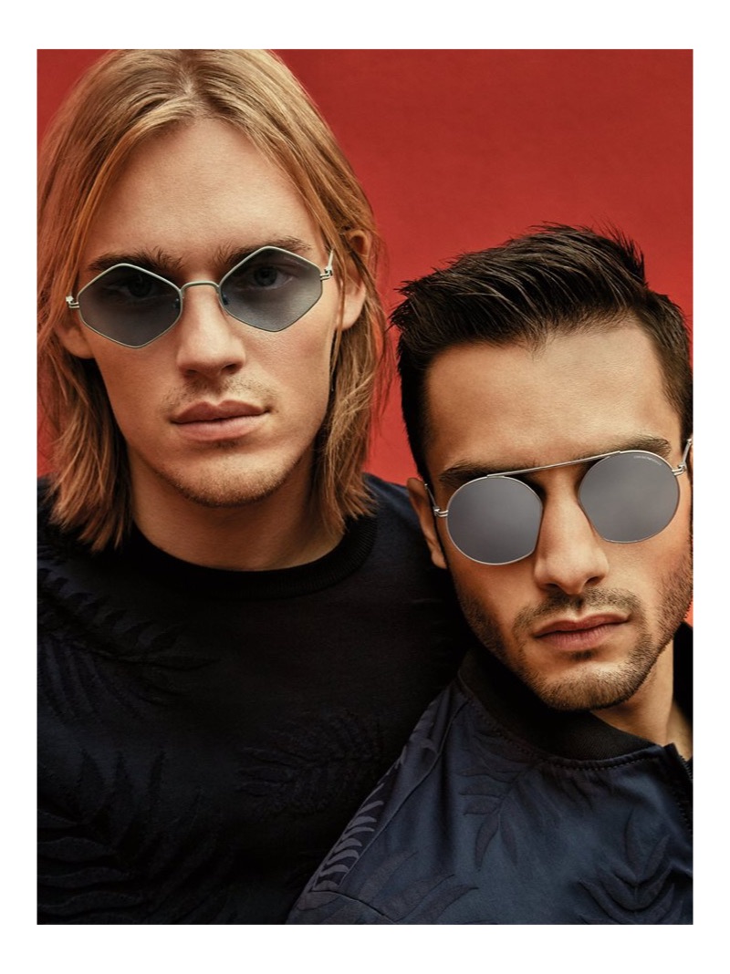 Models Ton Heukels and Aleksandar Rusić front Emporio Armani's spring-summer 2019 eyewear campaign.