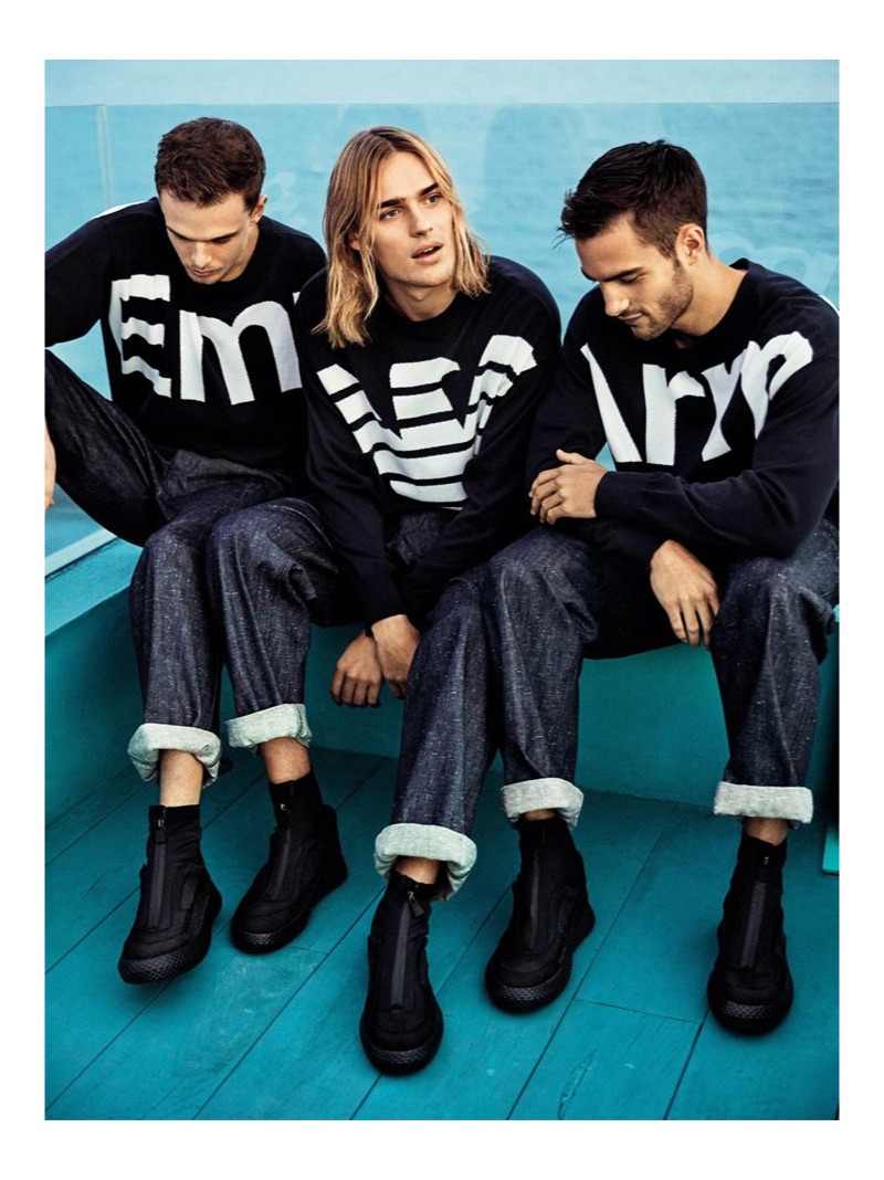 Emporio Armani taps Andre Bona, Ton Heukels, and Aleksandar Rusić to star in its spring-summer 2019 campaign.