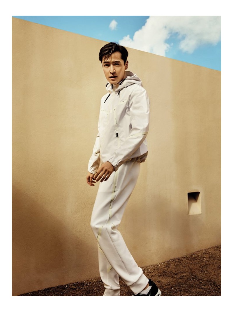 Donning neutrals, Hu Ge stars in Emporio Armani's spring-summer 2019 campaign.