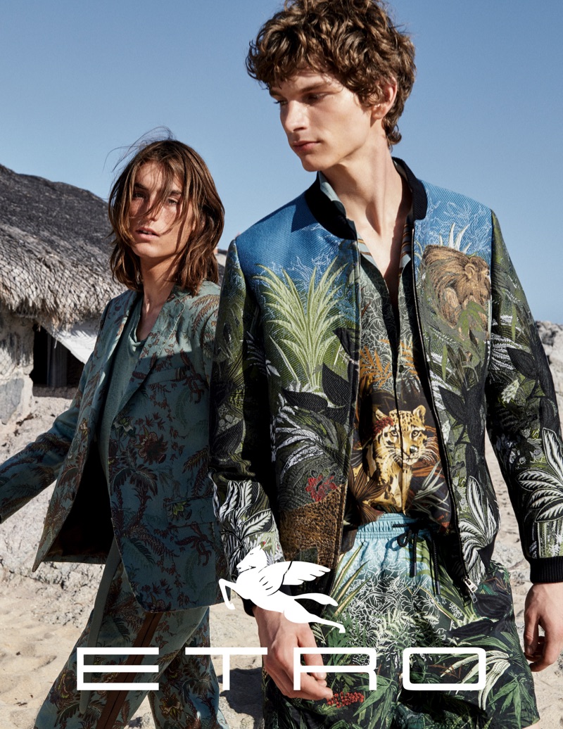 Models Niko Traubman and Erik Van Gils front Etro's spring-summer 2019 campaign.