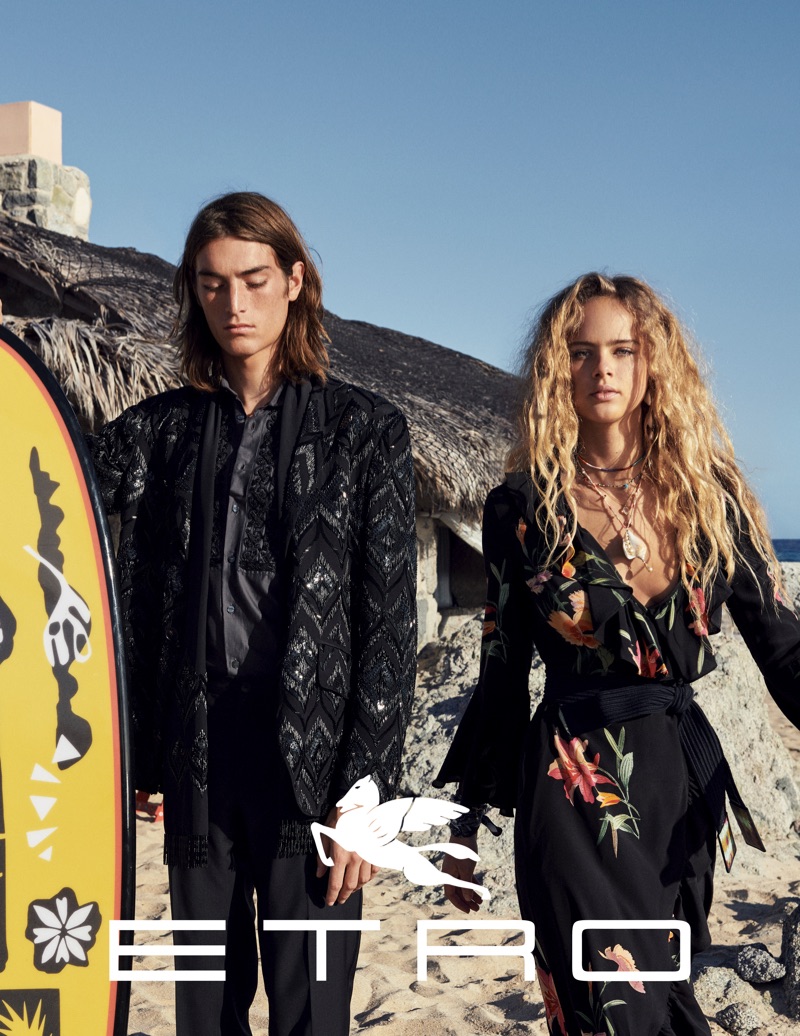 Cass Bird photographs Niko Traubman and Olivia Vinten for Etro's spring-summer 2019 campaign.