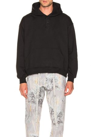 Fear of God Everyday Henley Hoodie in Black. - size L (also in XS,S,M,XL) Fear of God Everyday Henley Hoodie in Black. - size L (also in XS,S,M,XL)