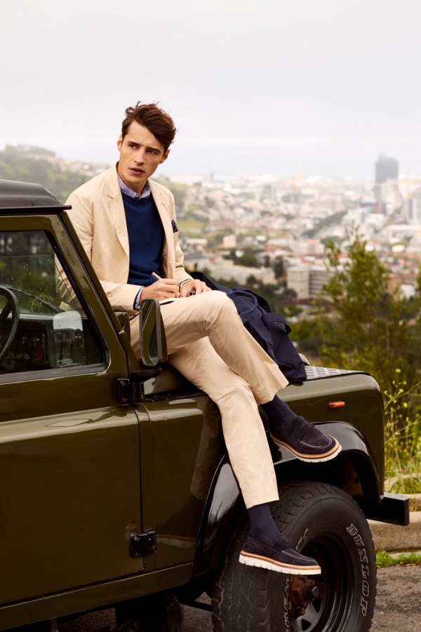 A sleek vision, Adrien Sahores stars in Gant's spring-summer 2019 campaign.