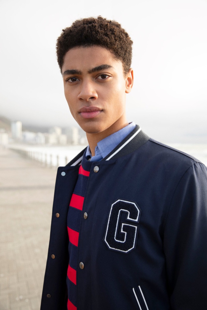 Désiré Mia embraces preppy style for Gant's spring-summer 2019 campaign.