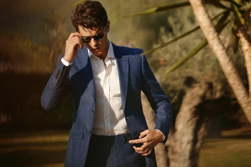 Model Lewis Jamison appears in Gieves & Hawkes' spring-summer 2019 campaign.
