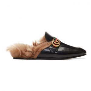 Gucci Black Fur Princetown Slippers Gucci Black Fur Princetown Slippers