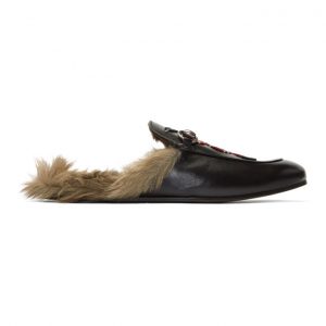 Gucci Black Snake Fur Princetown Slippers Gucci Black Snake Fur Princetown Slippers