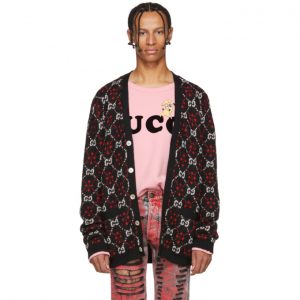Gucci Black and Red GG Logo Cardigan Gucci Black and Red GG Logo Cardigan