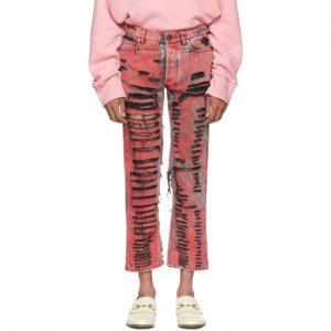 Gucci Black and Red Overdyed Ripped Jeans Gucci Black and Red Overdyed Ripped Jeans